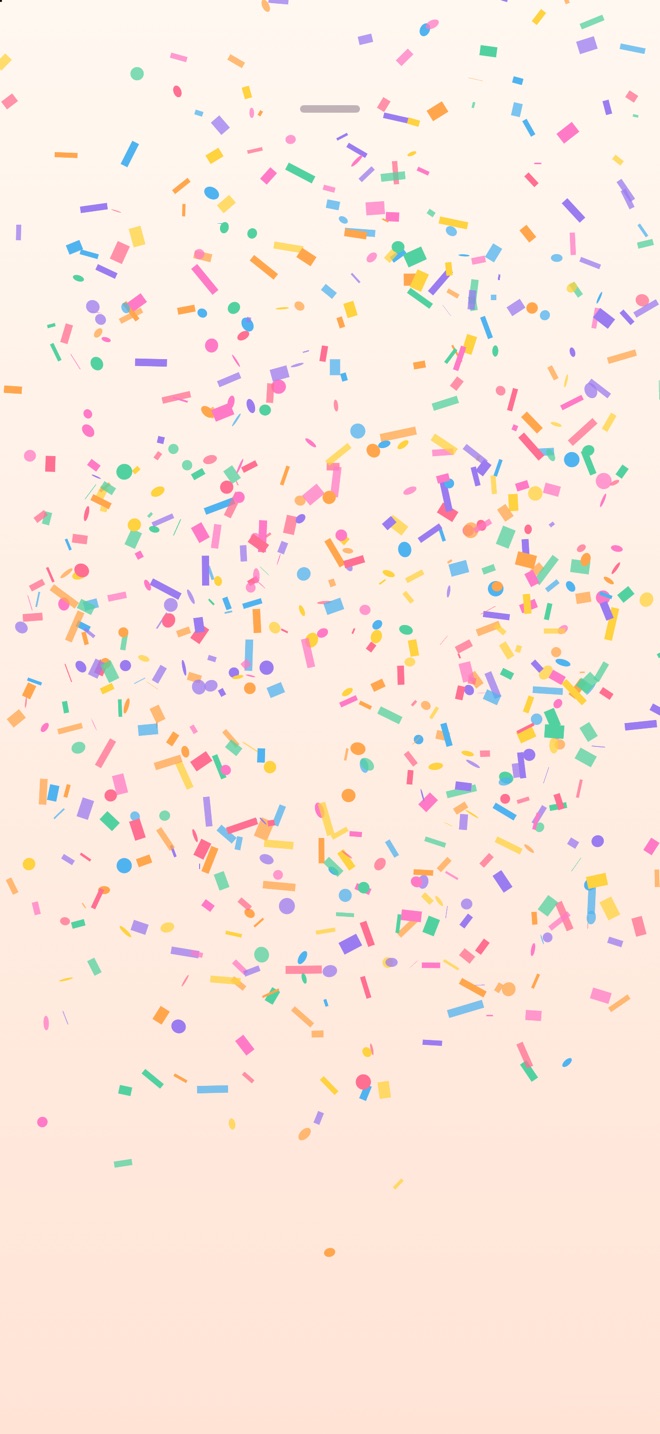 Confetti raining down in pastel colors